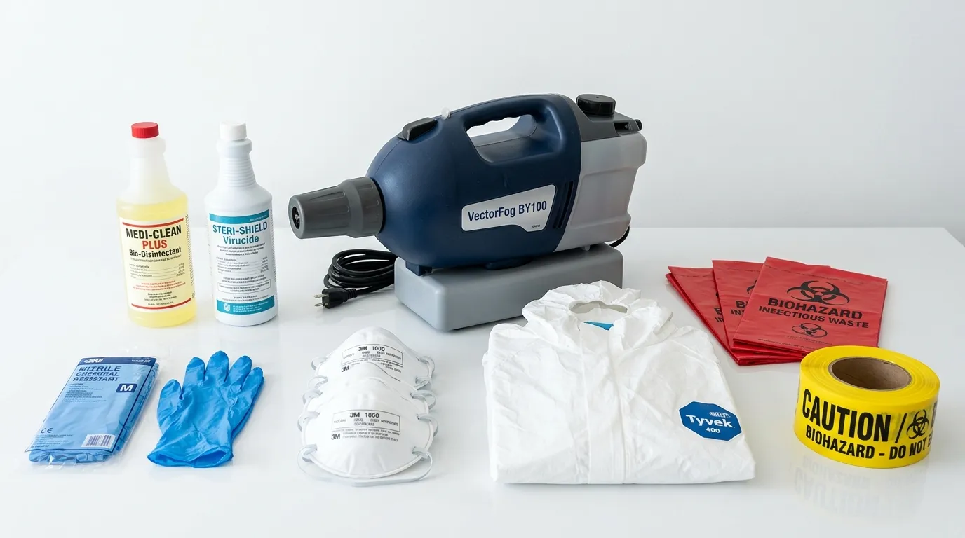 Professional biohazard remediation crew working in Lafayette